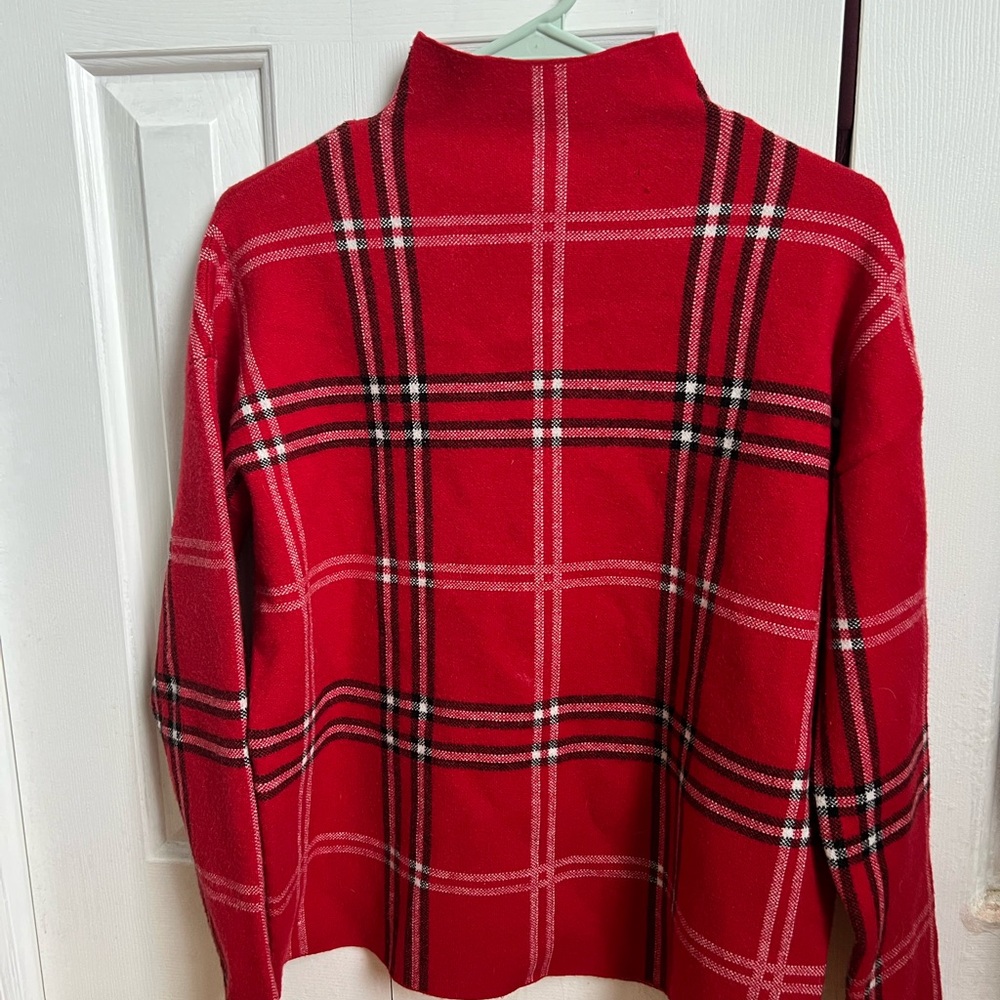 Nicole Miller Red Plaid Turtleneck Sweater